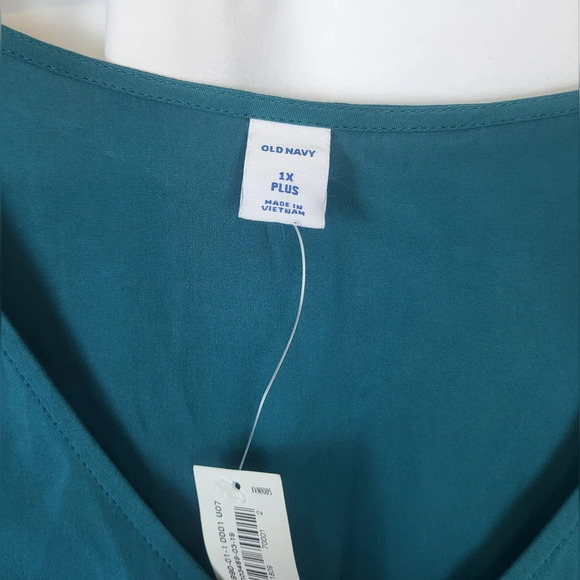 NWT Old Navy Womens Teal V-Neck Short Flutter-Sleeve Plus-Size Blouse Size 1X - Picture 2 of 7